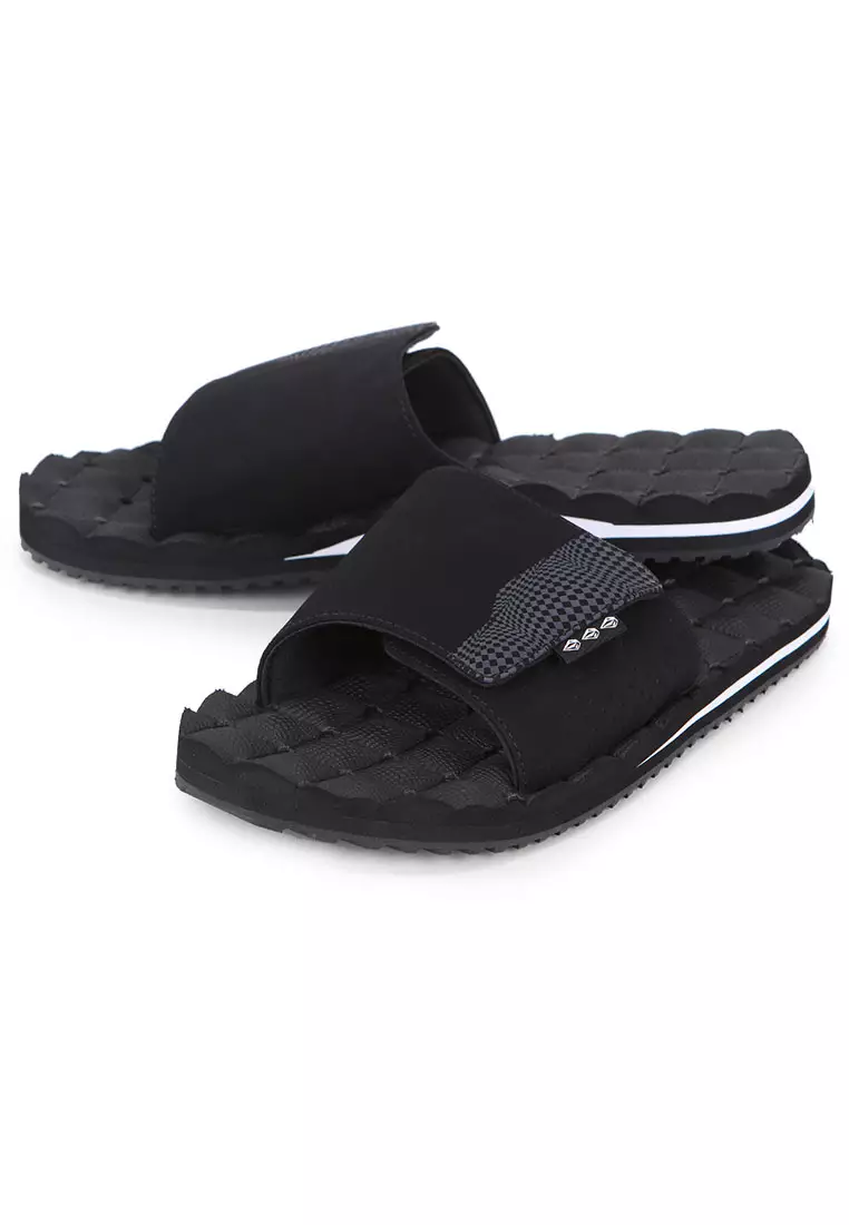 MSN RECLINER SLIDE SANDALS BLACK WHITE