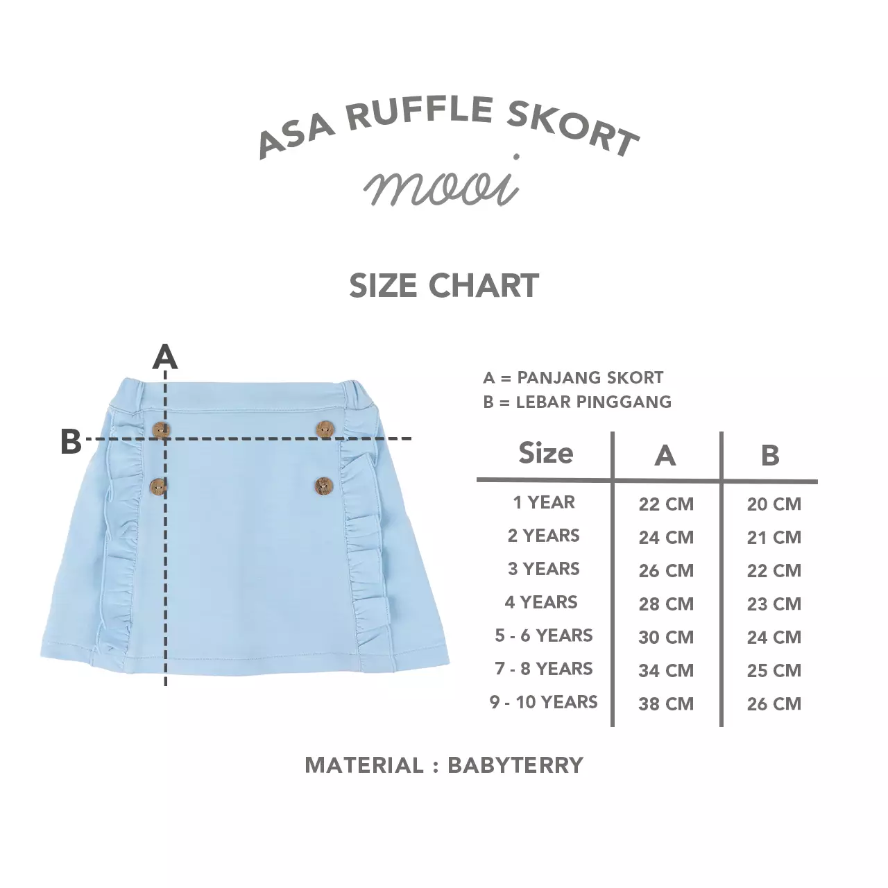 Mooi Rok Celana Skort Anak Perempuan Asa Ruffle Skort - Sage Green