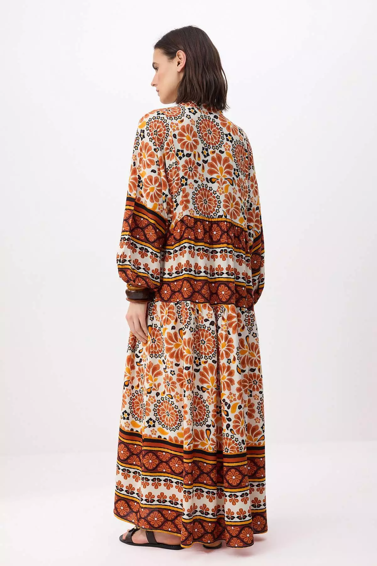 Tan Unlined Ethnic Woven Dress&Jumpsuit Shally Hijab Dress Tctss24Eb00221