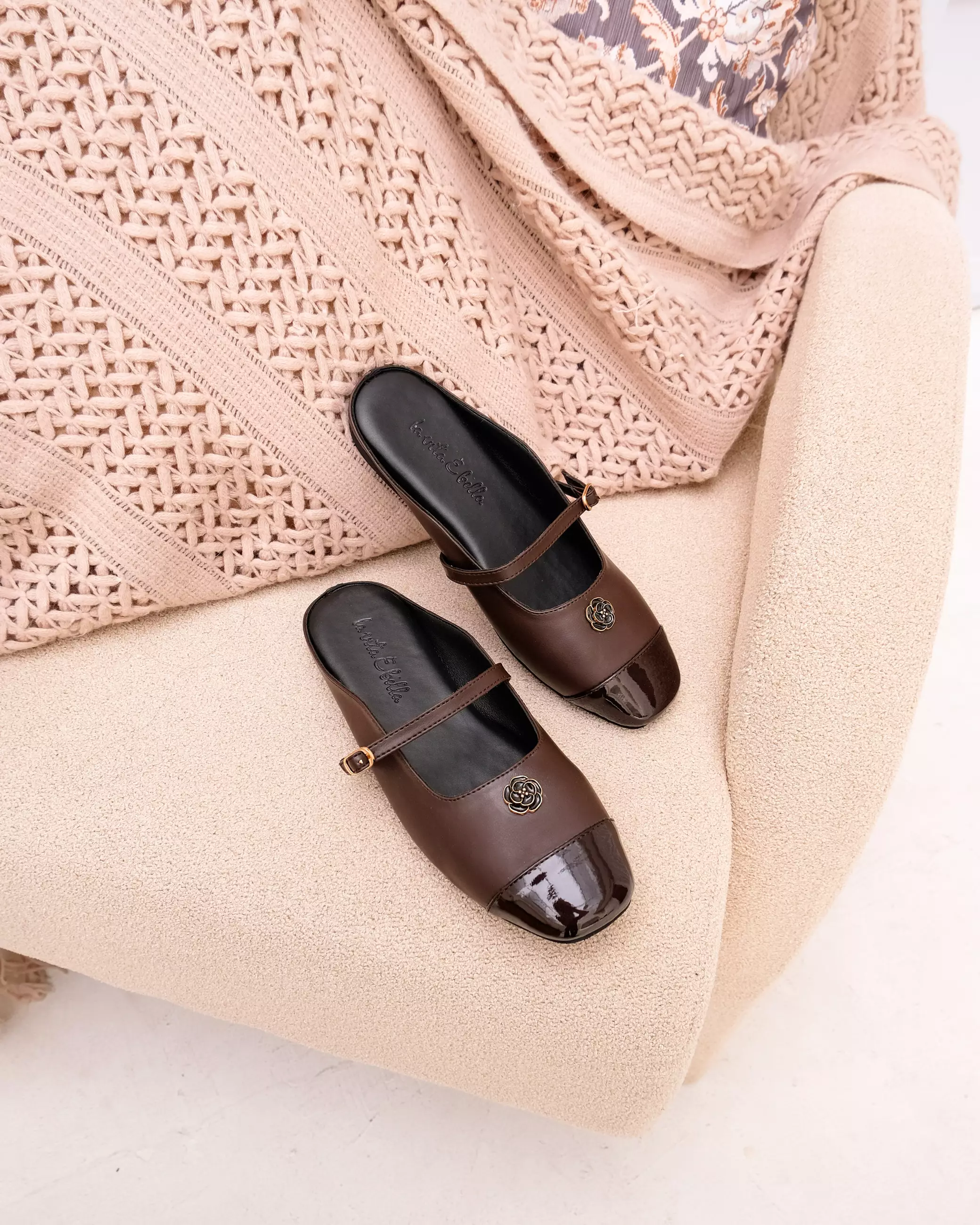 Rosy Women Mary Jane Mules Sepatu Sandal Flat Selop Wanita