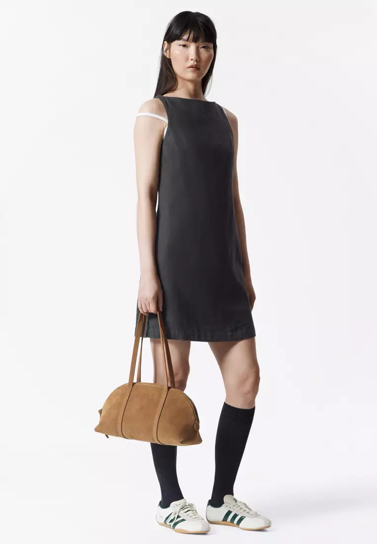 black leather dress sexy Eliot Strapless Faux Leather Ruffle Mini Dress • Shop American Threads Women's Trendy Online Boutique Black / M
