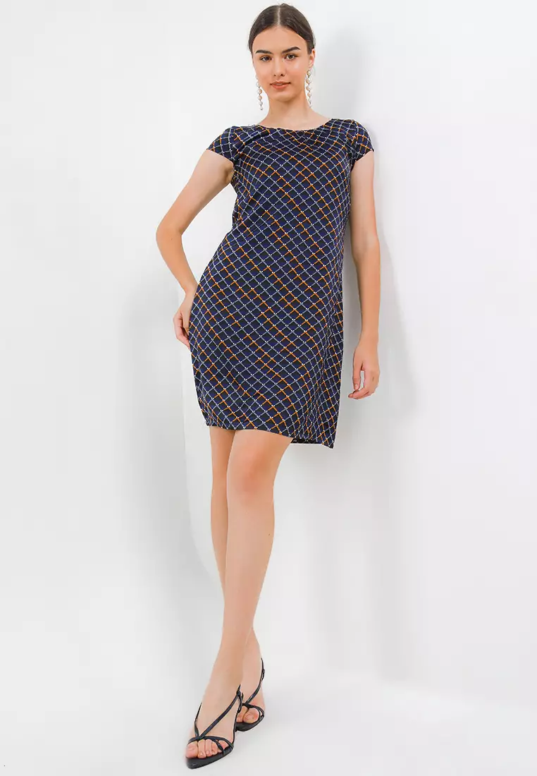 Albia Dress In Blue Print