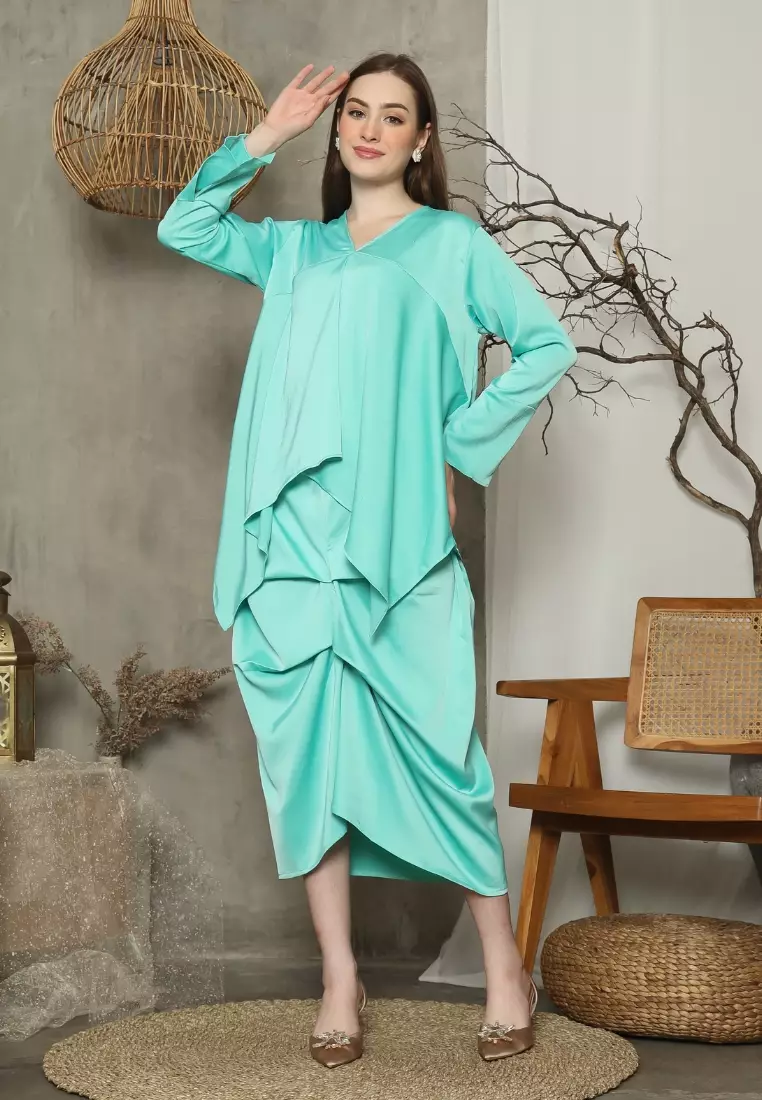 RINJANIE BATIK - Dress Batik Wanita - Set Rinjana - Tosca - Lena Series - OOTD - Satin Silk Premium