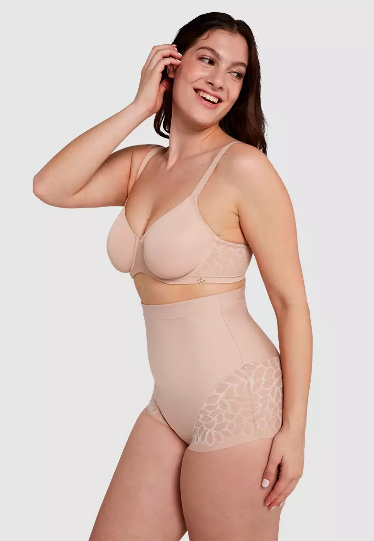 Buy Sans Complexe Perfect Curves Wired Minimiser Bra with Lace in Blush  2024 Online
