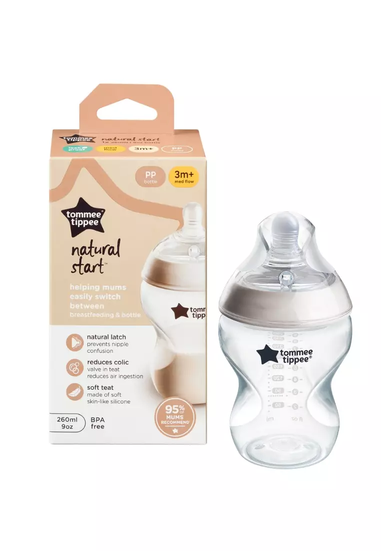 Buy Tommee Tippee 260ml Natural Start PP Feeding Bottle 3+ months