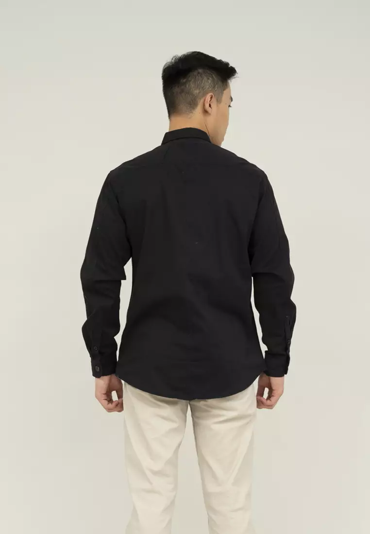 Houseofcuff Kemeja Lengan Panjang Double Pocket Hitam