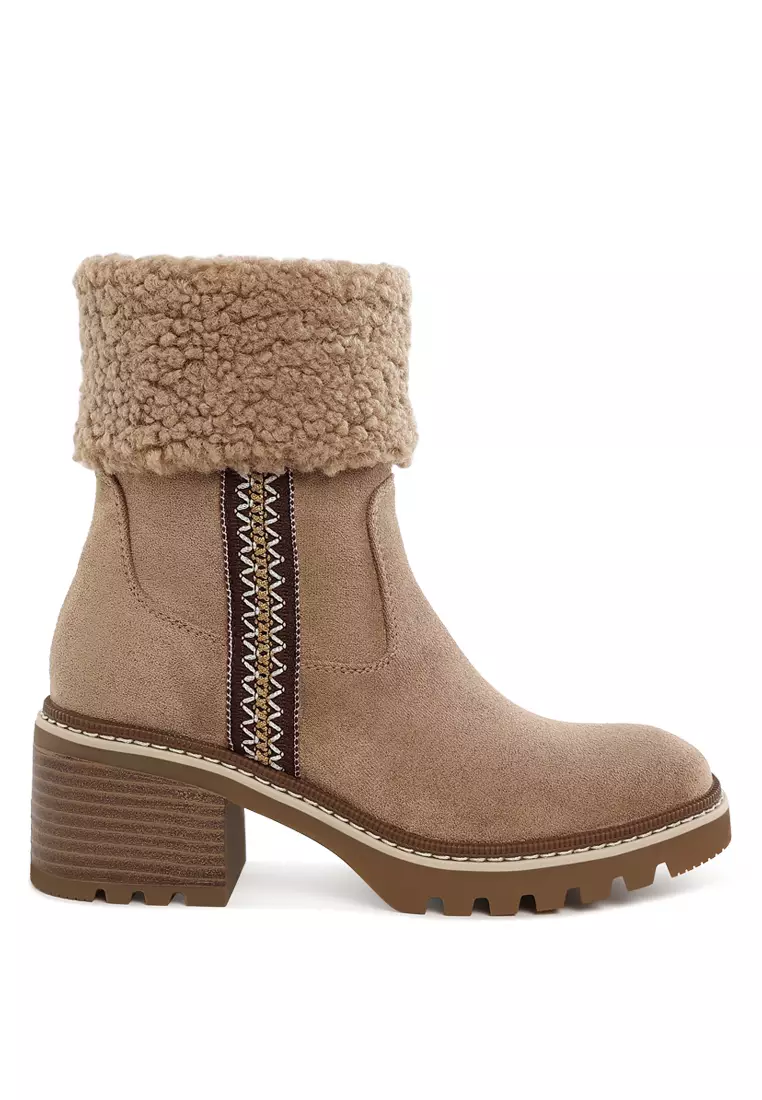 Discount on London Rag  shoes - SKU: Faux Fur & Embroidery Detail Boots in Beige