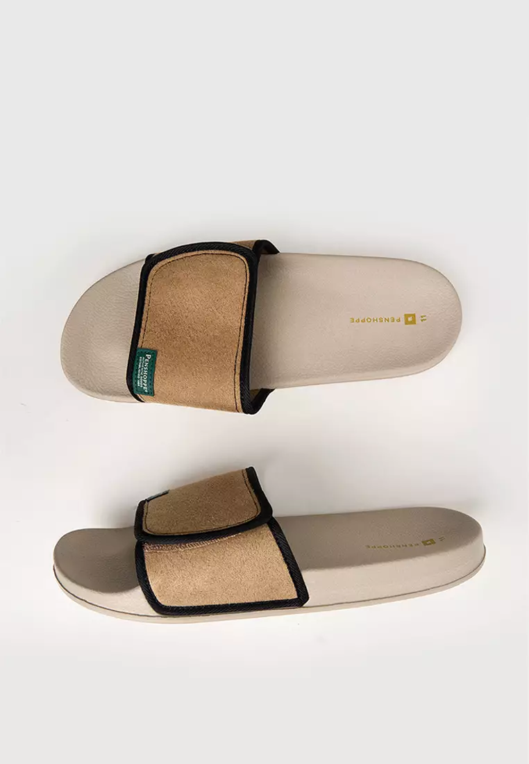 Men's Velcro Slides with Contrast Outsole