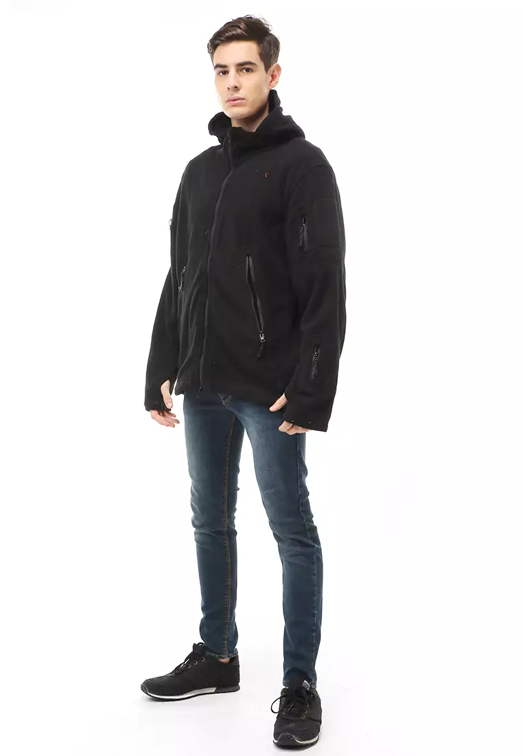 Clover Jacket Gunung Anti Dingin Windproof Model Army Pria Material Polyester Cotton ORIGINAL - Black