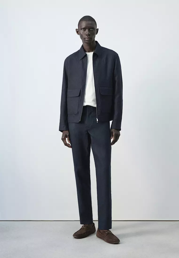 Slim-Fit 100% Linen Trousers