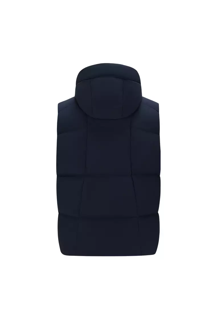 男裝 K-SWISS LOGO 防風防潑水連帽羽絨背心外套