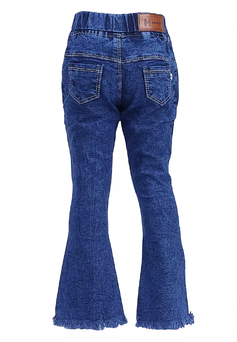 Yocelyn Celana Jeans Cutbray Anak Perempuan Kid Long Pants Polos Material Denim ORIGINAL - Navy