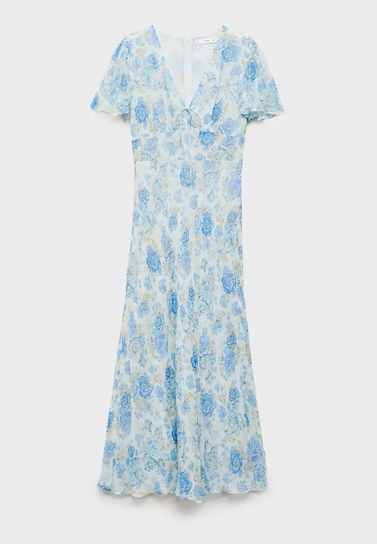 Long Floral Dress With Short Sleeves