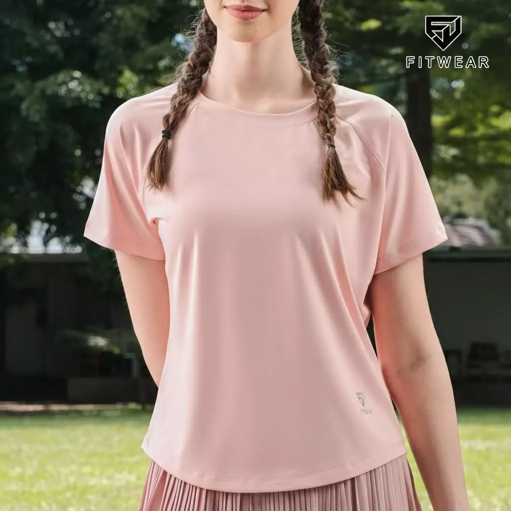 Fitwear Kaos Big Size Olahraga Wanita JULIANA BACKMESH OVERSIZE - PEACHY