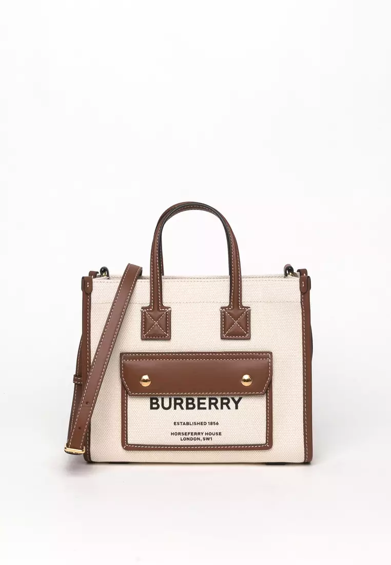 Buy Burberry Burberry Mini Two-Tone Canvas And Leather Freya Crossbody ...