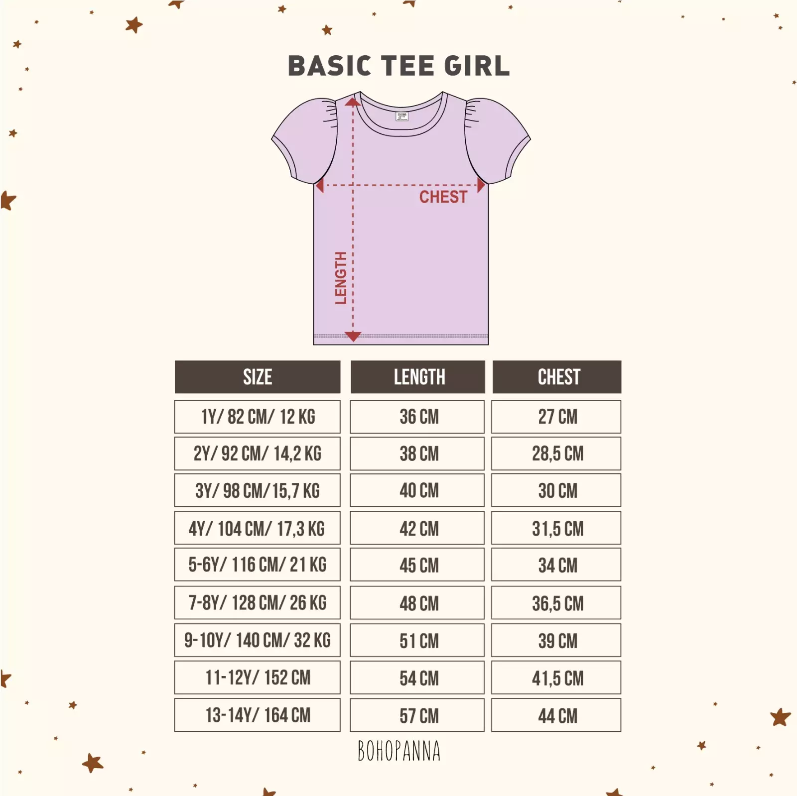 BOHOPANNA - BASIC TEE GIRL - KAOS ANAK PEREMPUAN
