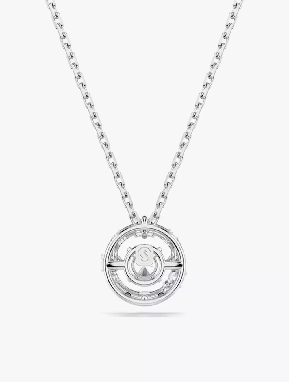 Constella pendant Round cut, Dancing stone, White, Rhodium plated