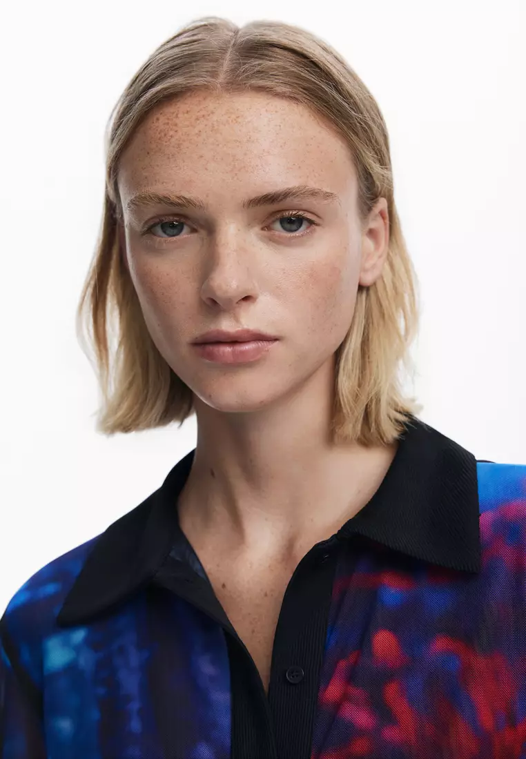 Buttoned chiffon T-shirt