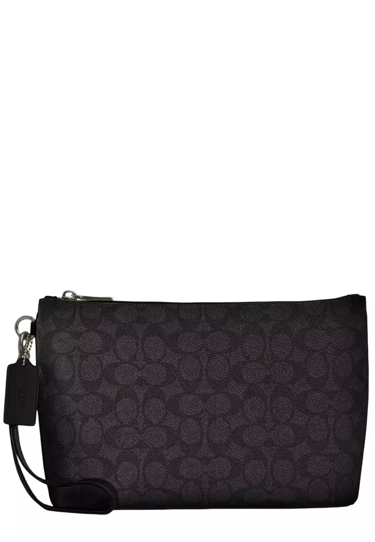 Buy COACH Pouch In Signature Canvas - Charcoal/ Black CCF32 Online 