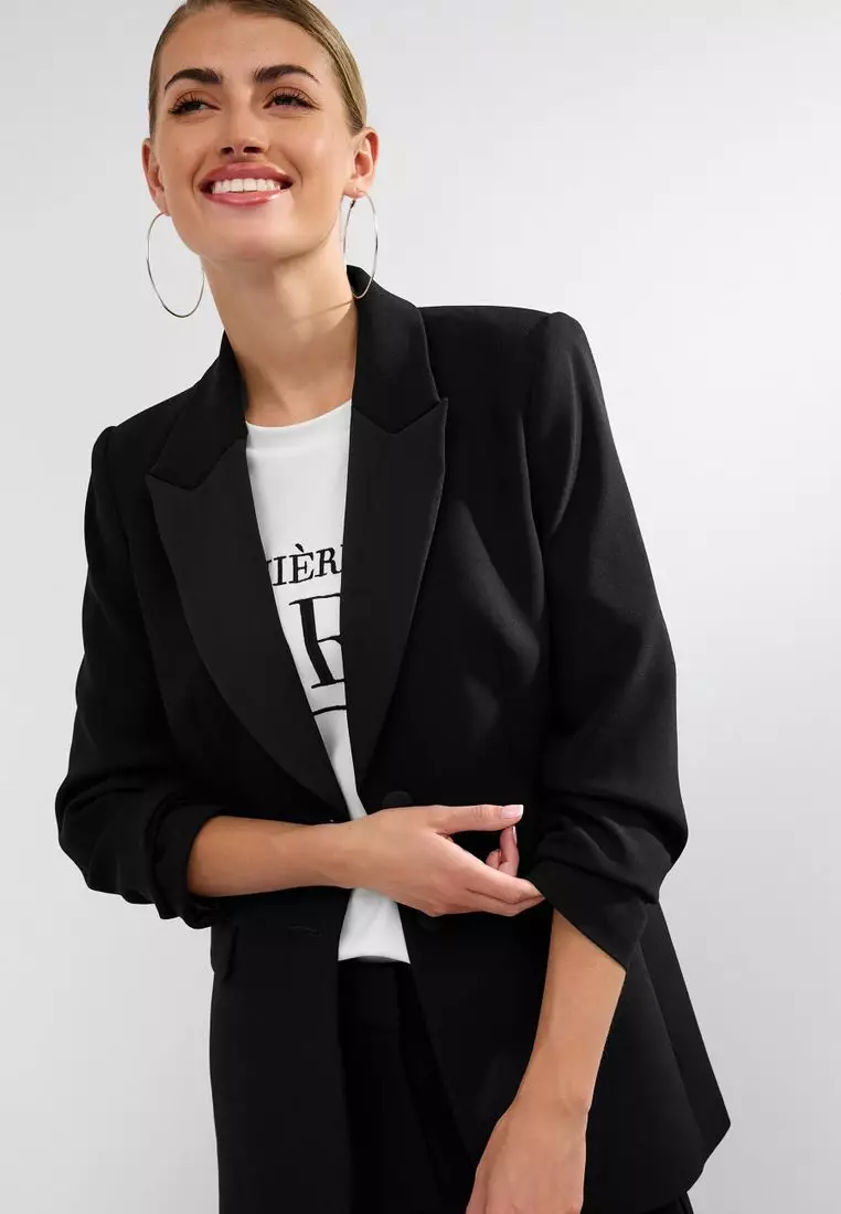 Tailored Crepe Single Breasted Blazer