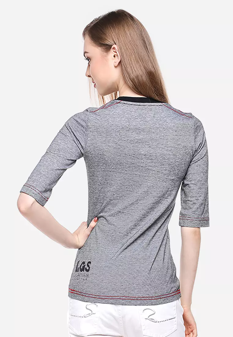 LGS - Slim Fit - Kaos Wanita - Abu-abu - Sketsa Love