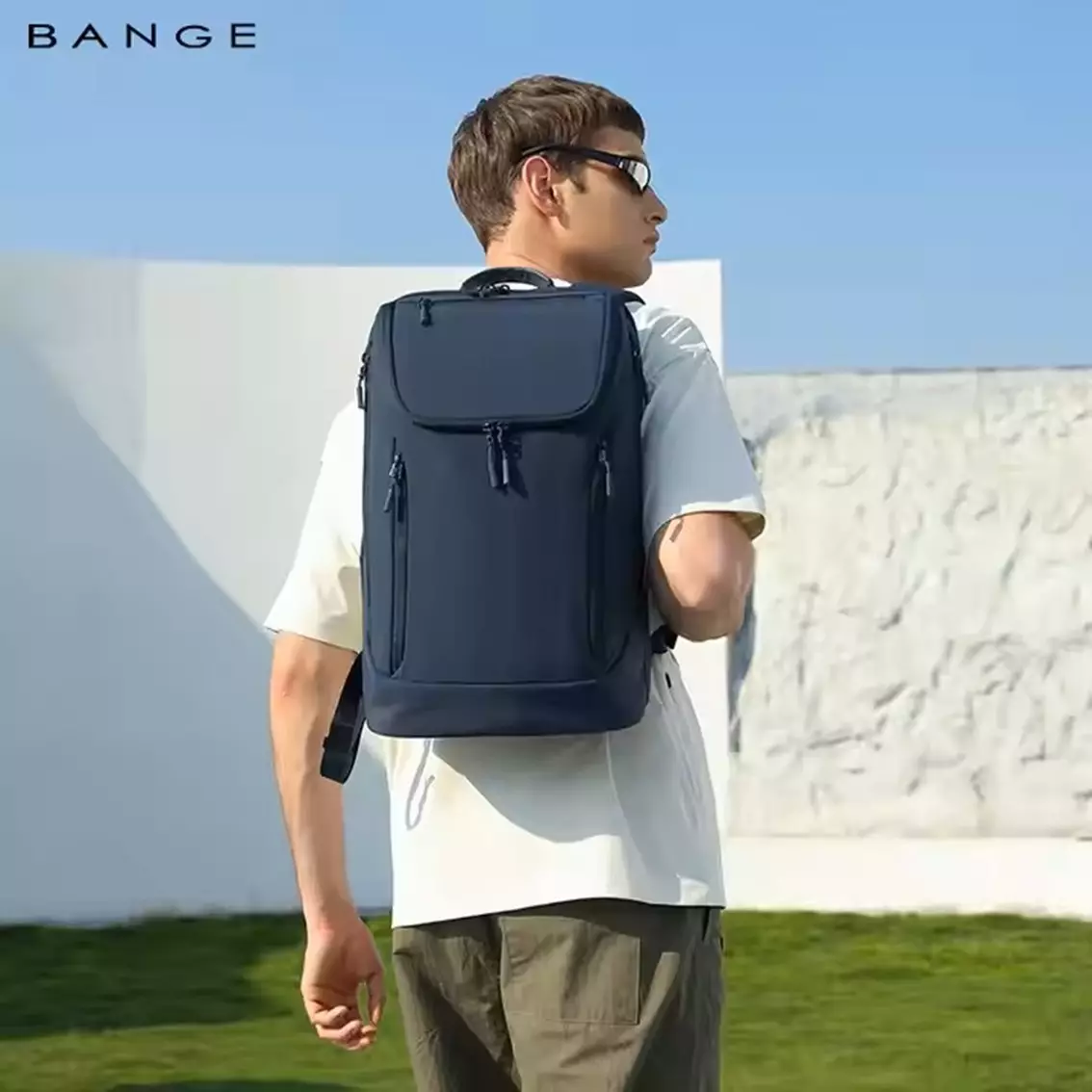 Bange Tas Ransel pria Laptop Kerja Backpack Pria USB 15.6 Inch BG17-1- BLUE