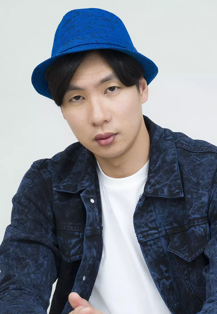 Topi fedora cowboy hat fedora linen biru houseofcuff
