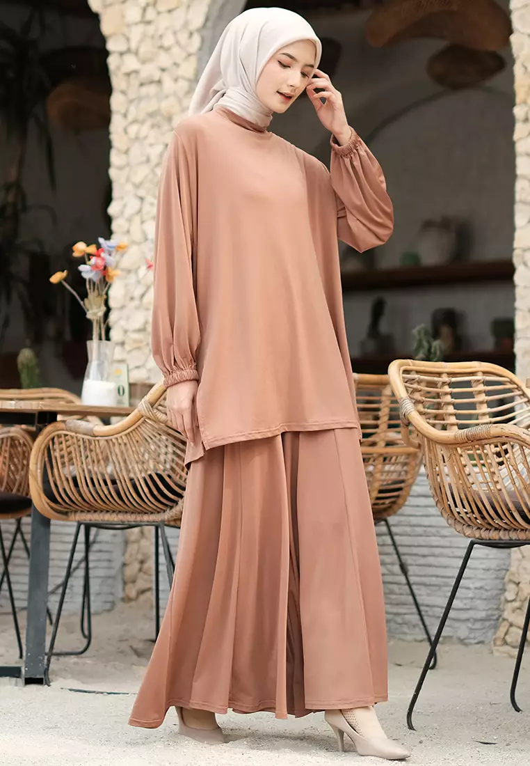 JV Hasanah Oneset Culottes Jersey Baju Kurung Millo - Setelan Kulot Jersey Baju Kurung Jumbo