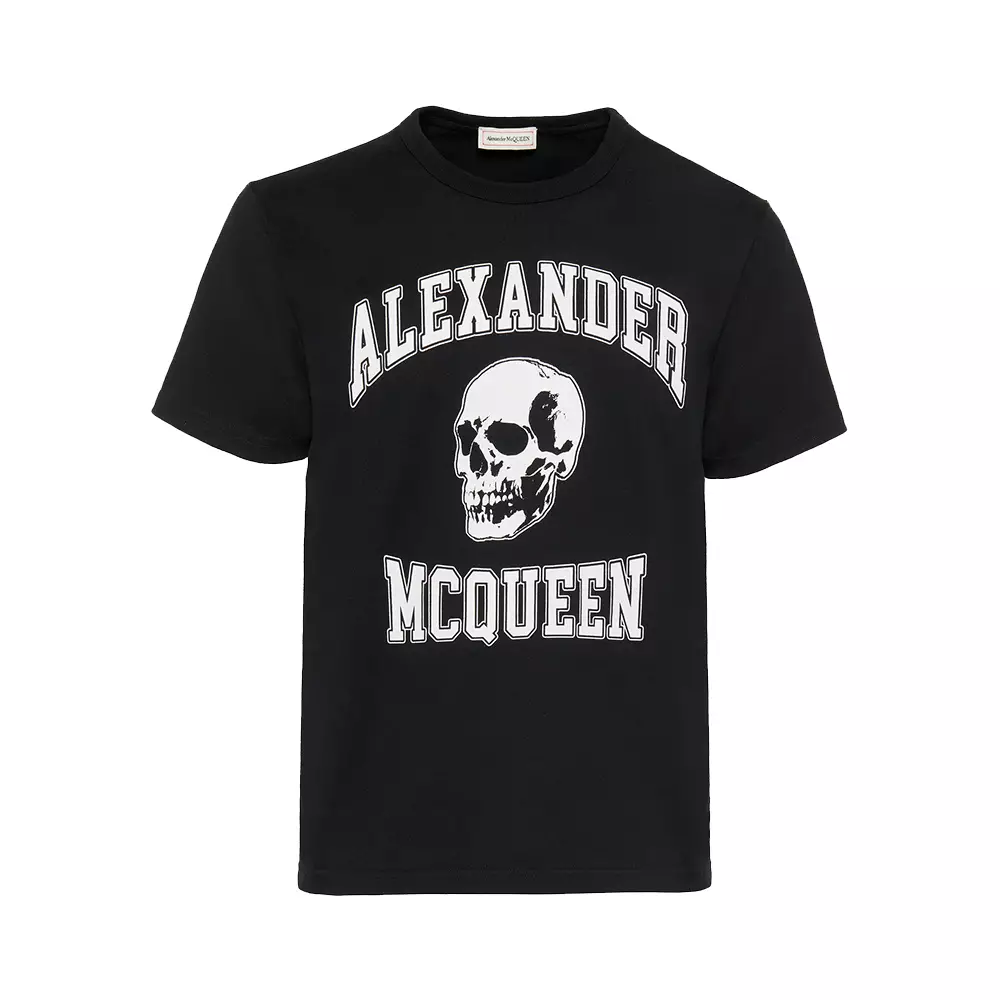 Jual ALEXANDER MCQUEEN Alexander McQueen Skull Logo T-Shirt Black White ...