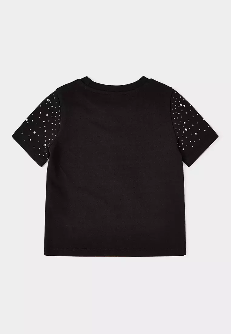 Beth Black Jersey Diamanté T-Shirt