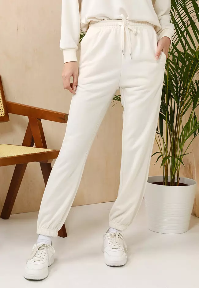 High-waisted woven joggers