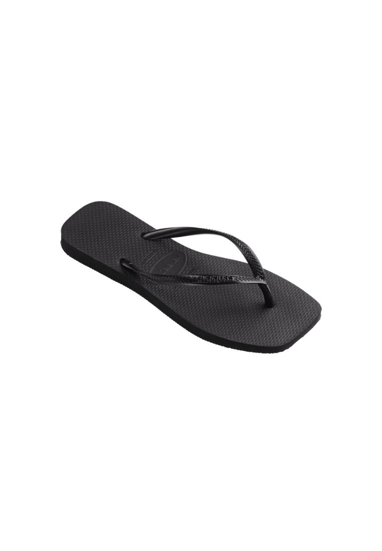 Women Slim Square Flip Flops - Black