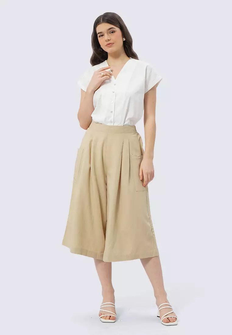 High Waist Culotte Pants KHAKI