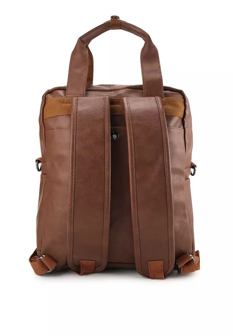 Distressed Leather Carry Backpack