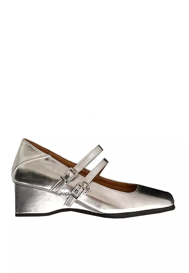 Discount on Twenty Eight Shoes  shoes - SKU: VANSA Patent Cow Leather Double Buckle Wedges VSW-H-2188