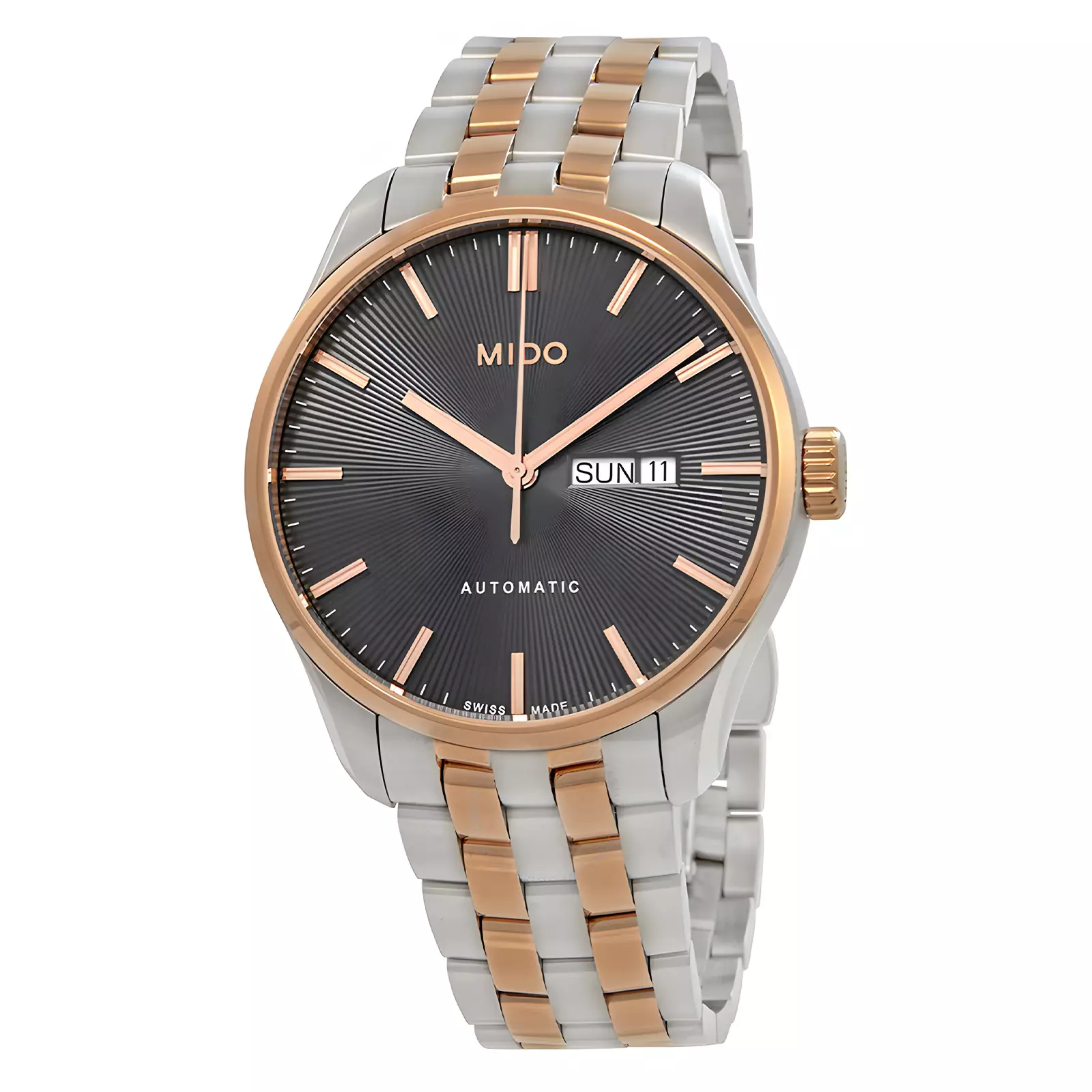 Jam Tangan Pria MIDO Belluna II M0246302206100 Men Anthracite Black Dial Dual Tone Stainless Steel Strap