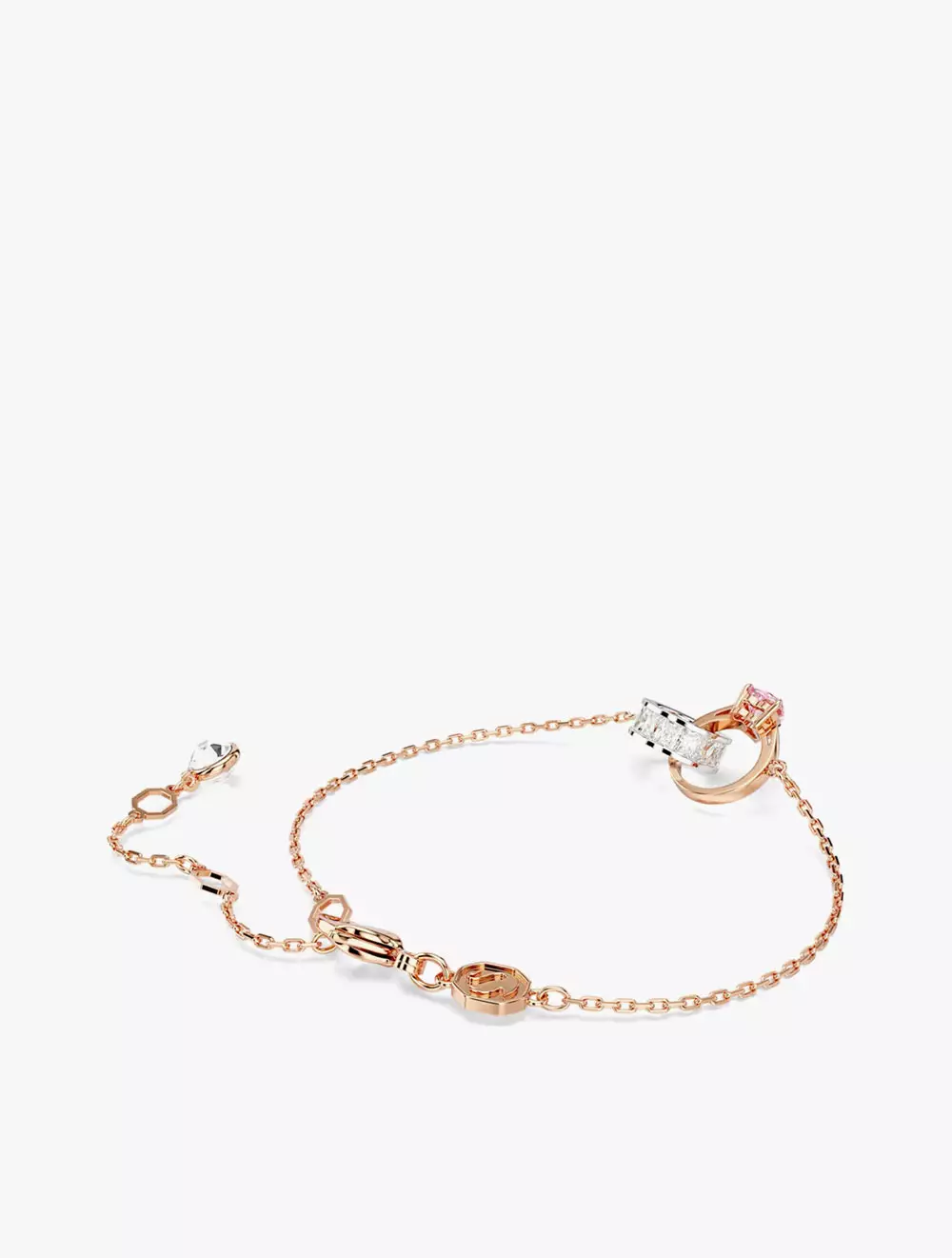 Connexus Bracelet, Mixed Cuts, Heart, Pink, Mixed Metal Finish