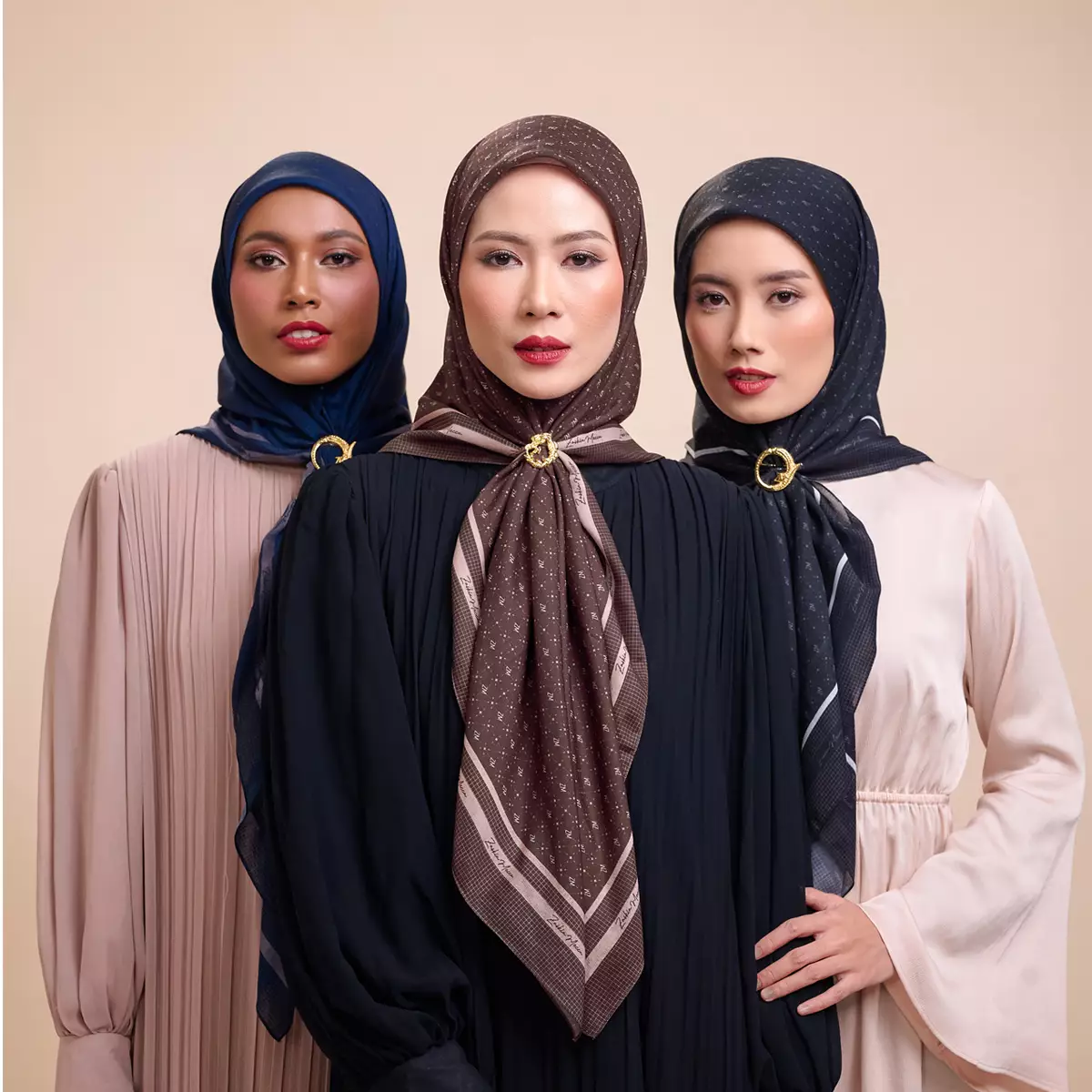 [FREE EXCLUSIVE BOX ] ZM Zaskia Mecca - Ukir Night Monogram Series Scarf Voal - Hijab Square Motif Kerudung Segi Empat