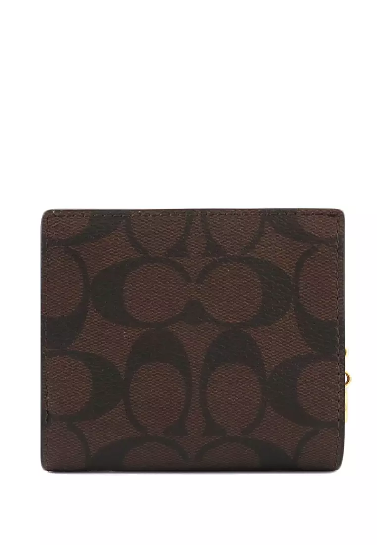 Buy Coach Coach Snap Wallet In Signature Canvas - Dark Brown 2023 ...