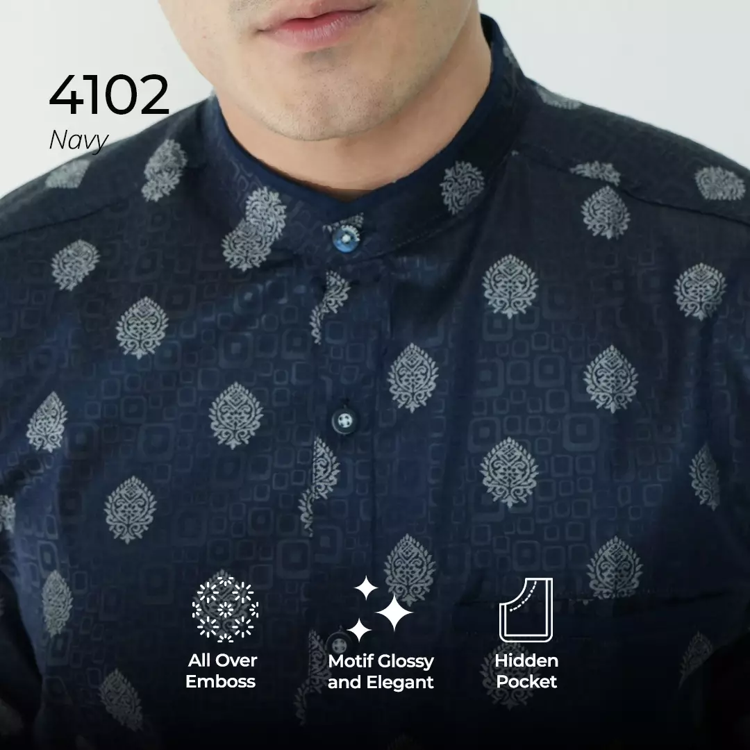 Casella Baju Koko Pria Lengan Pendek | Baju Koko Batik Syam 4102 Navy