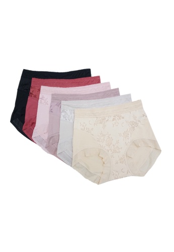Kiss & Tell multi 6 Pack Sienna High Waisted Cotton with Lace Panties Bundle A D6764US13C7179GS_1