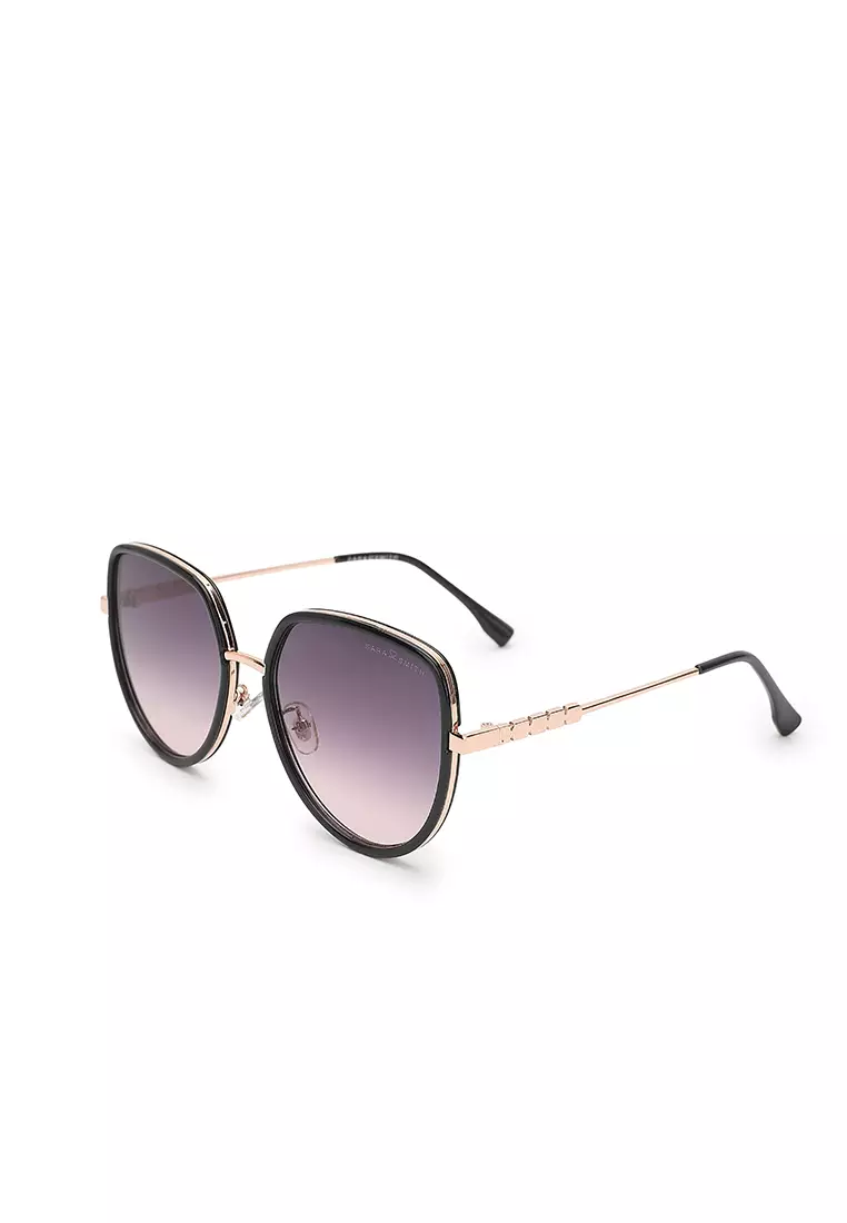 Unisex Fashion Sunglasses - Glossy Black / Grey-Orange