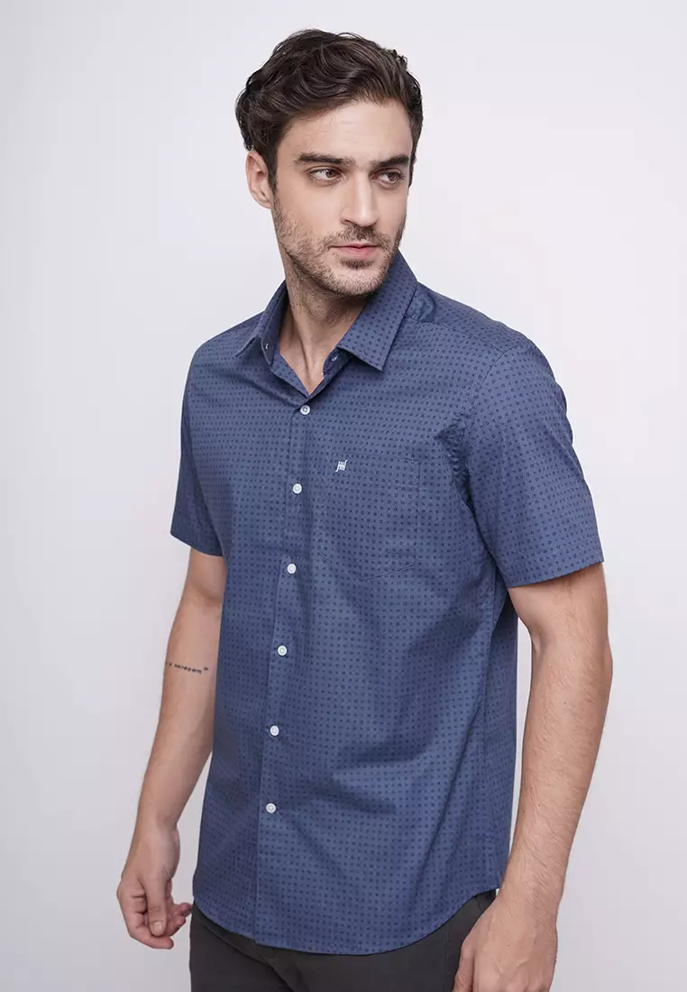 Johnwin Kemeja Formal Kemeja Motif Biru Tua FSH.650.K392.881.C