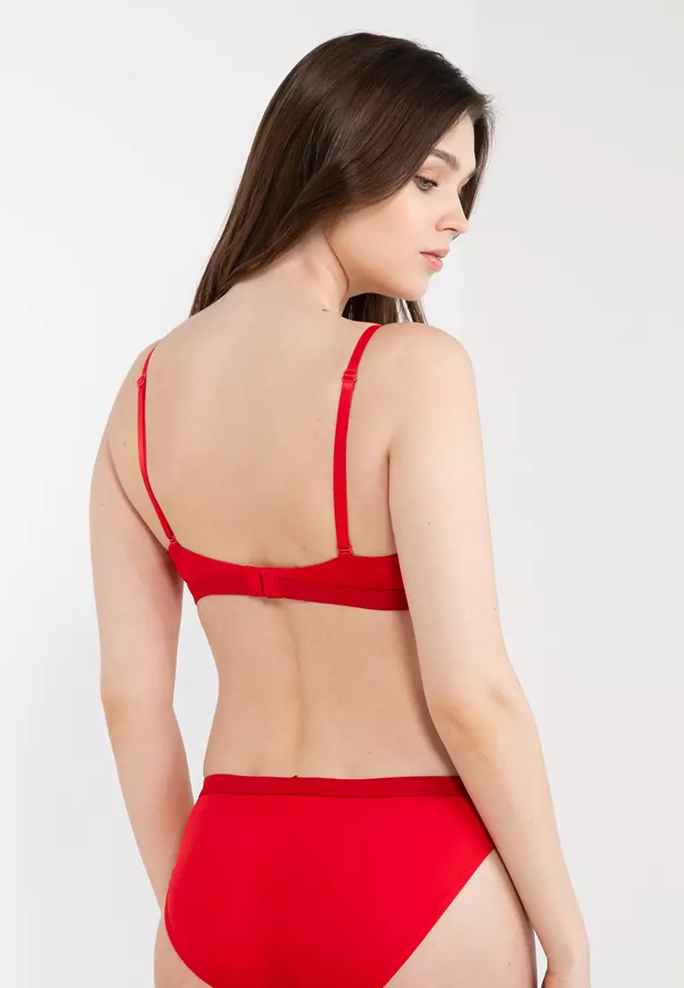 Buy Calvin Klein Lightly Lined Plunge Bra In Red
