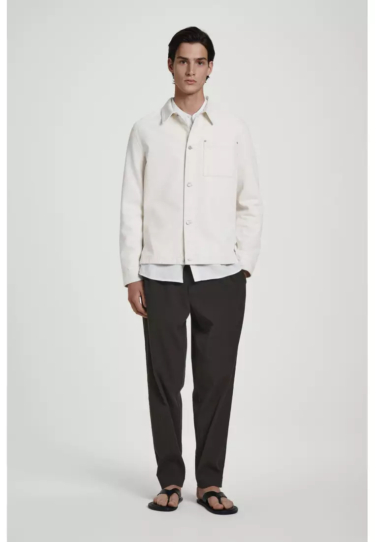 CRINKLED-COTTON TROUSERS