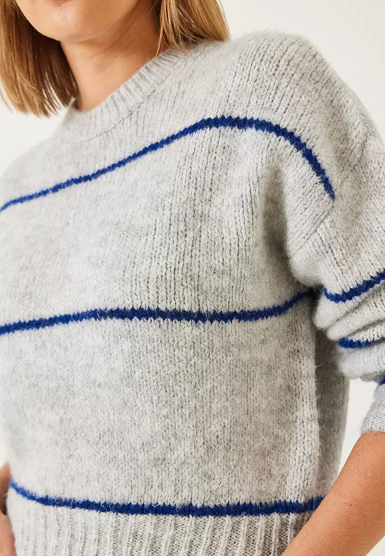 Women's Crew Neck Striped Knitwear Sweater 20247533