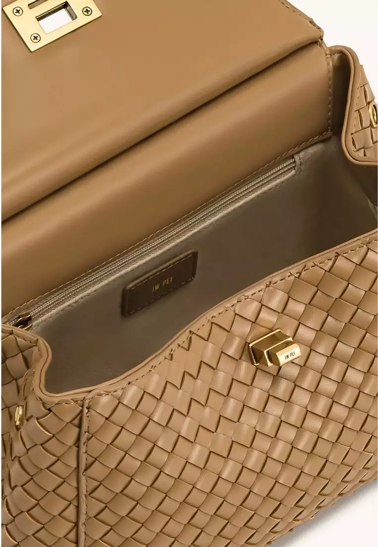 Lucia Classic Top Handle Woven Bag - Brown