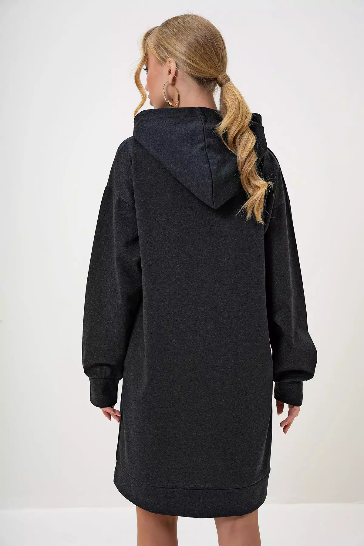 Women's Anthracite Hooded Sweatshirt Dress