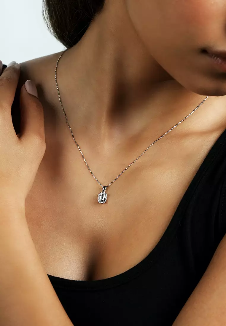 Buy BEON Diamond Classic Emerald-Cut Halo Lab Grown Diamond Pendant ...