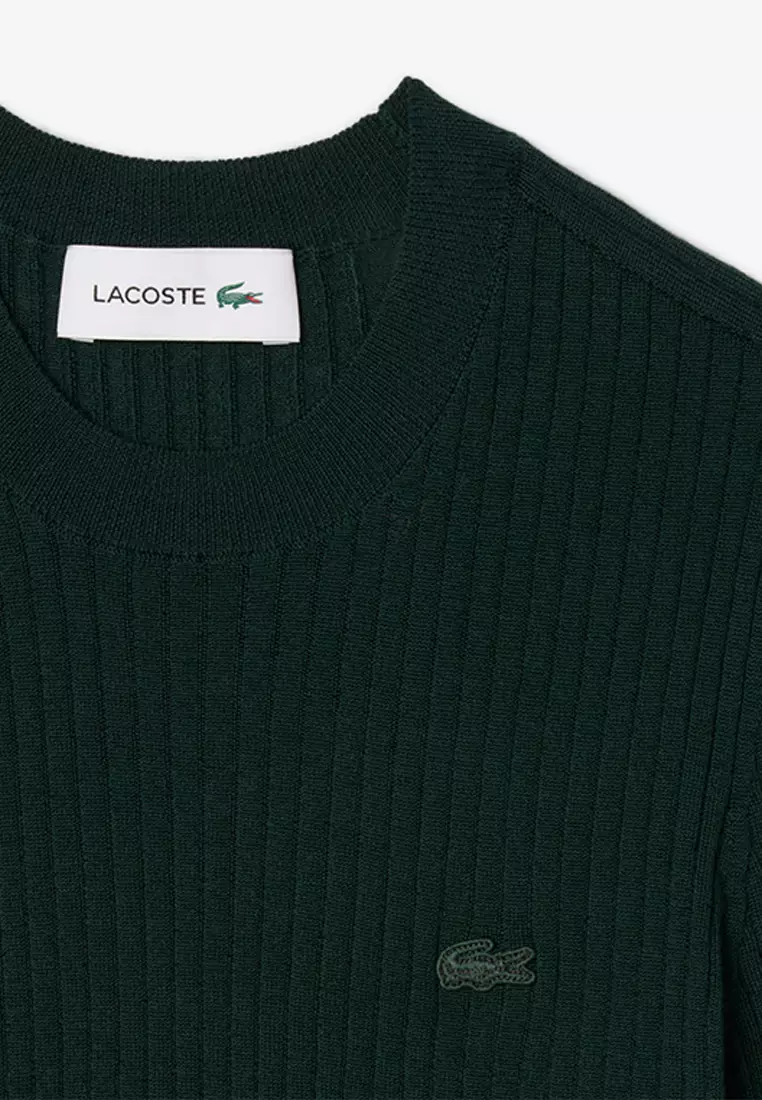 Short Sleeved Merino Wool Rib Knit Sweater